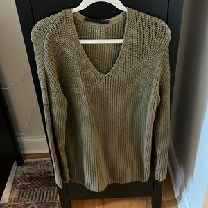 Jenni kayne olive green cotton v neck sweater